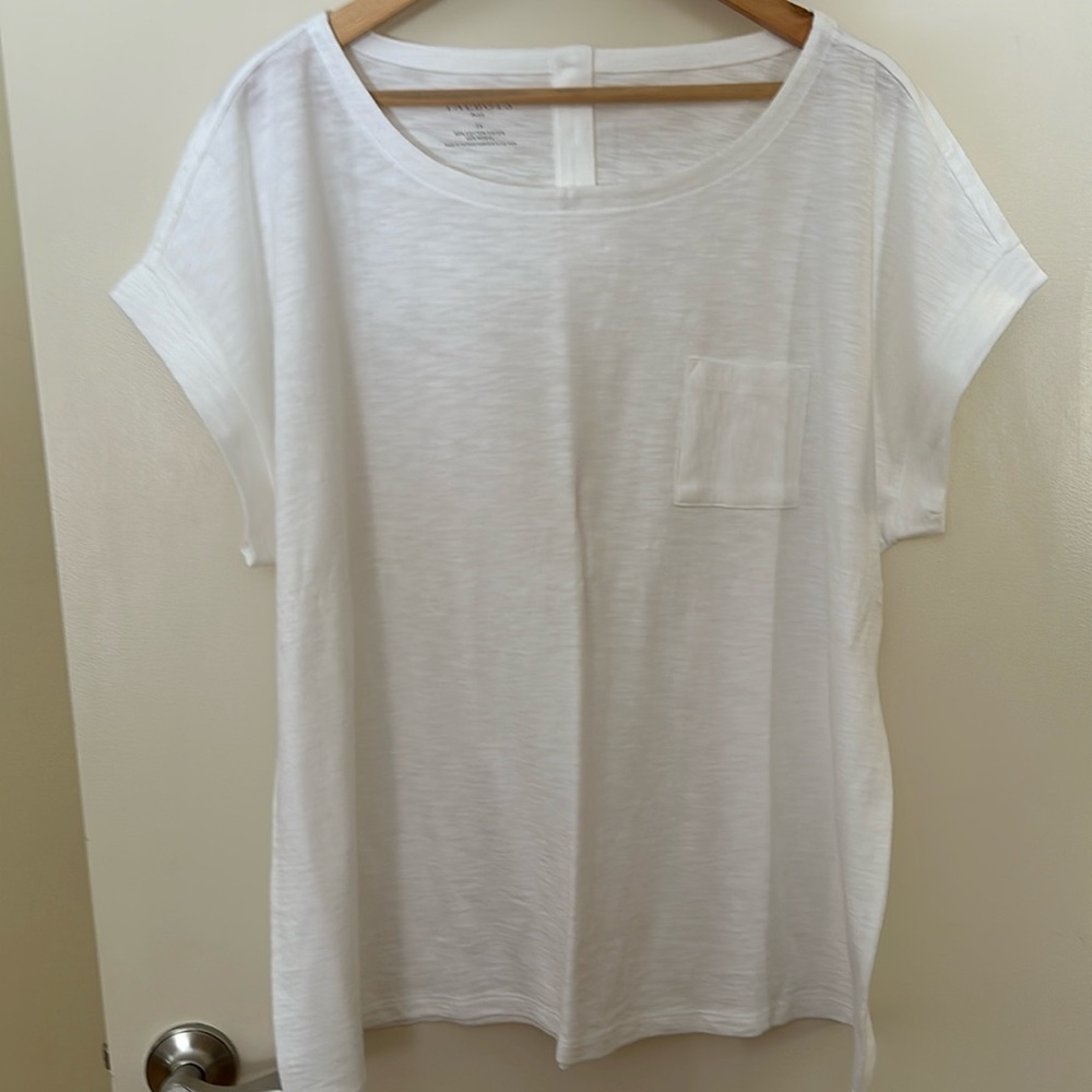 Talbots white tee shirt new with tags . Size 3X 3 pretty buttons back of shirt.